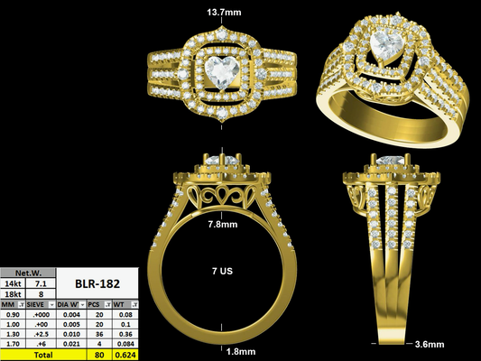 Heart Halo 18k Gold Ring