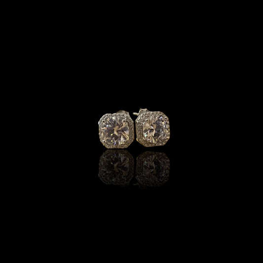 Square Round Stud Earrings